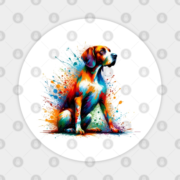 Colorful Abstract Splashed Paint Pointer Dog Artwork Magnet by ArtRUs